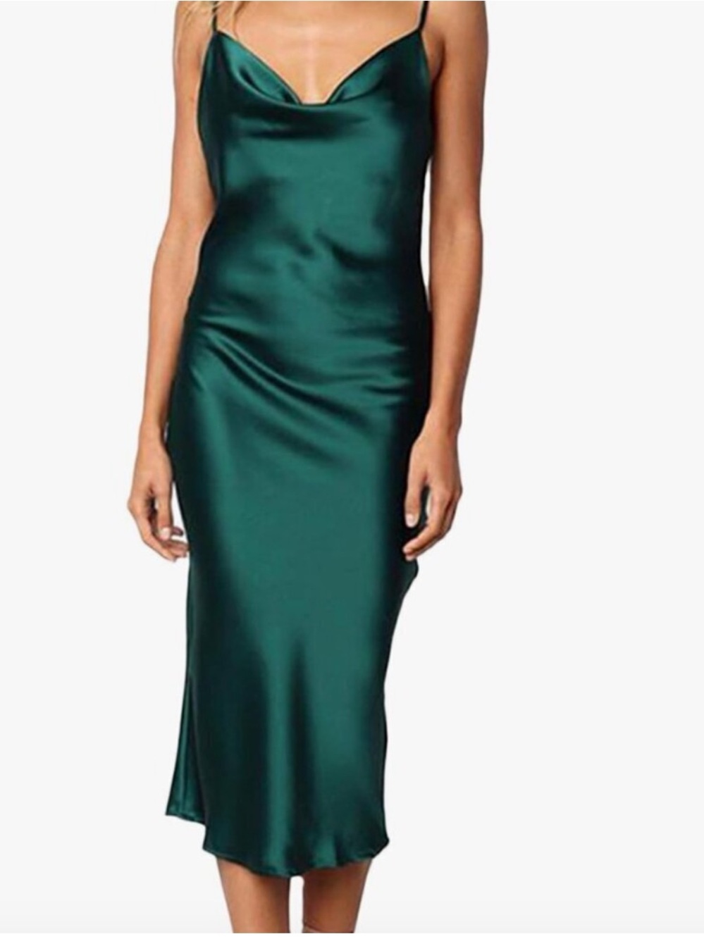 Paper Heart Emerald Green Stain Cowl Neck Slip Dress Size Medium